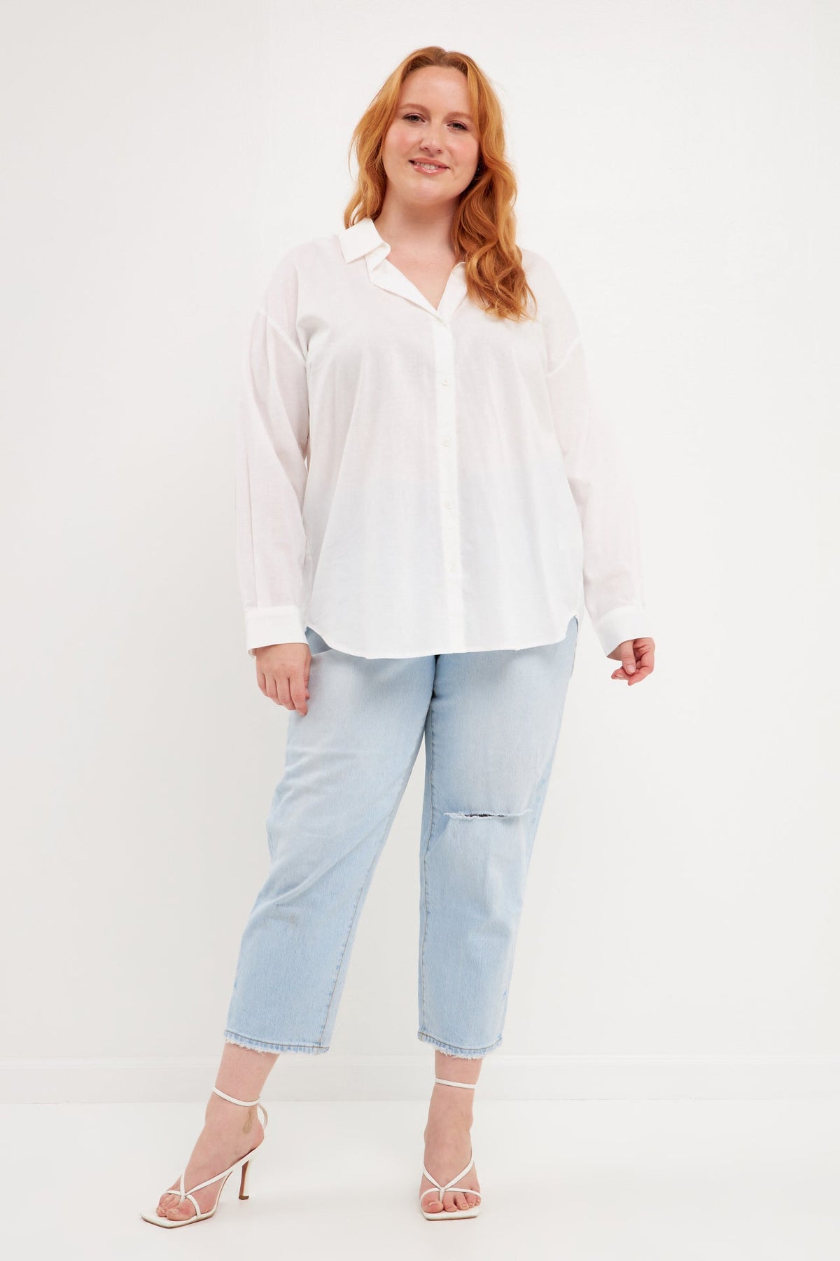 ENGLISH FACTORY - Plus Size Oversized Linen Shirts - BLOUSES available at Objectrare