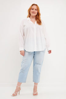 ENGLISH FACTORY - Plus Size Oversized Linen Shirts - BLOUSES available at Objectrare