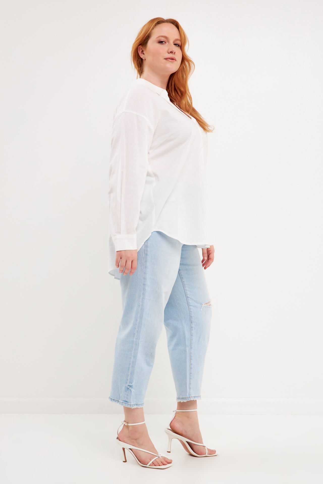 ENGLISH FACTORY - Plus Size Oversized Linen Shirts - BLOUSES available at Objectrare