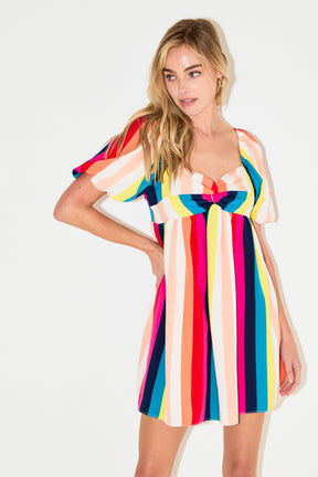Multi Color Stripe Mini Dress