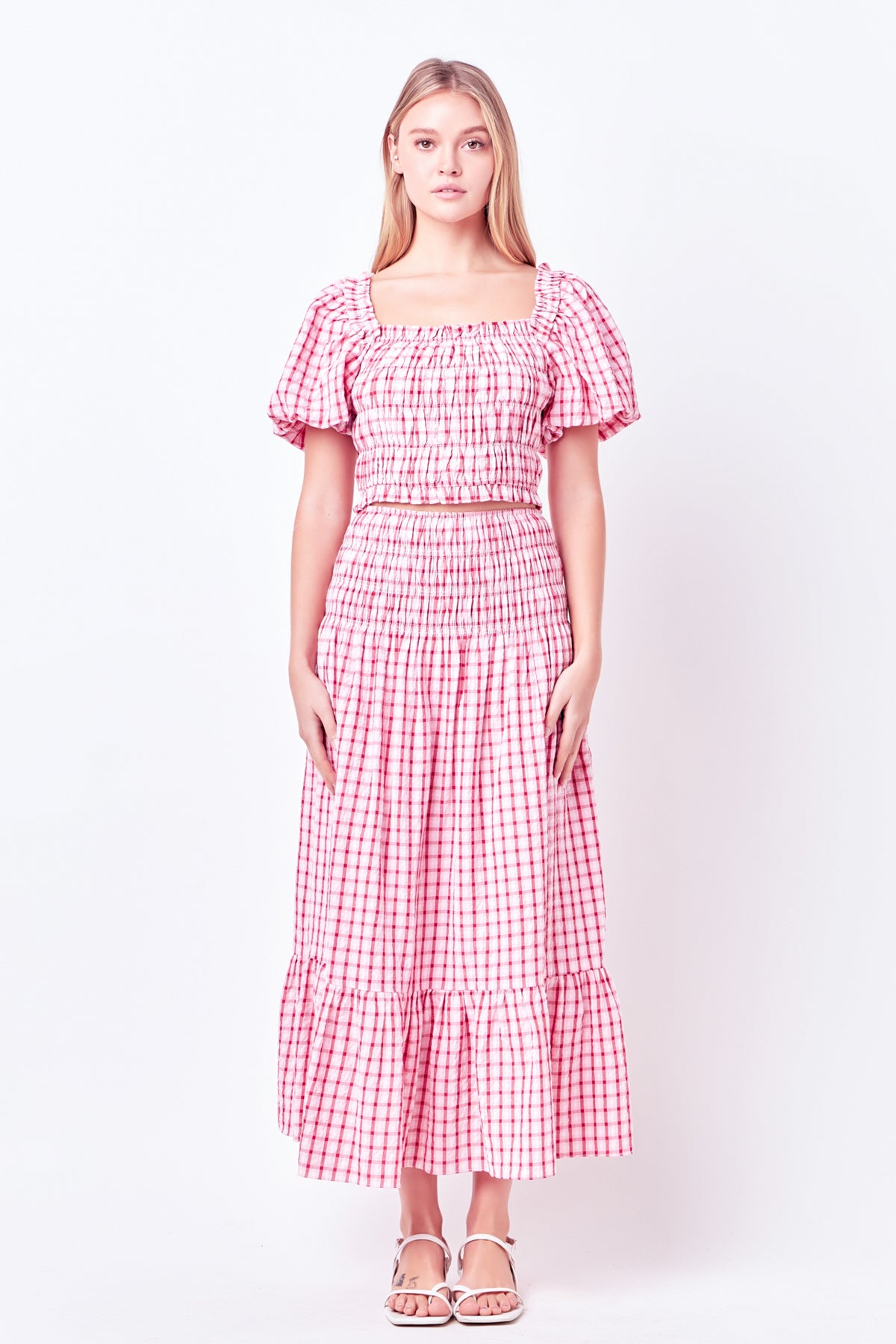 ENGLISH FACTORY - Check Smocked Maxi Skirt - SKIRTS available at Objectrare