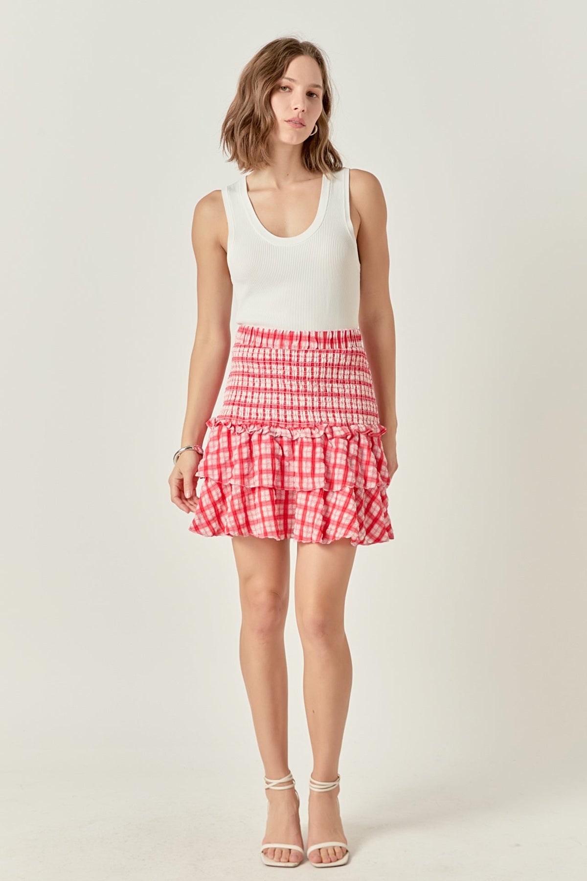 ENGLISH FACTORY - Plaid Smocked Mini Skirt - SKIRTS available at Objectrare