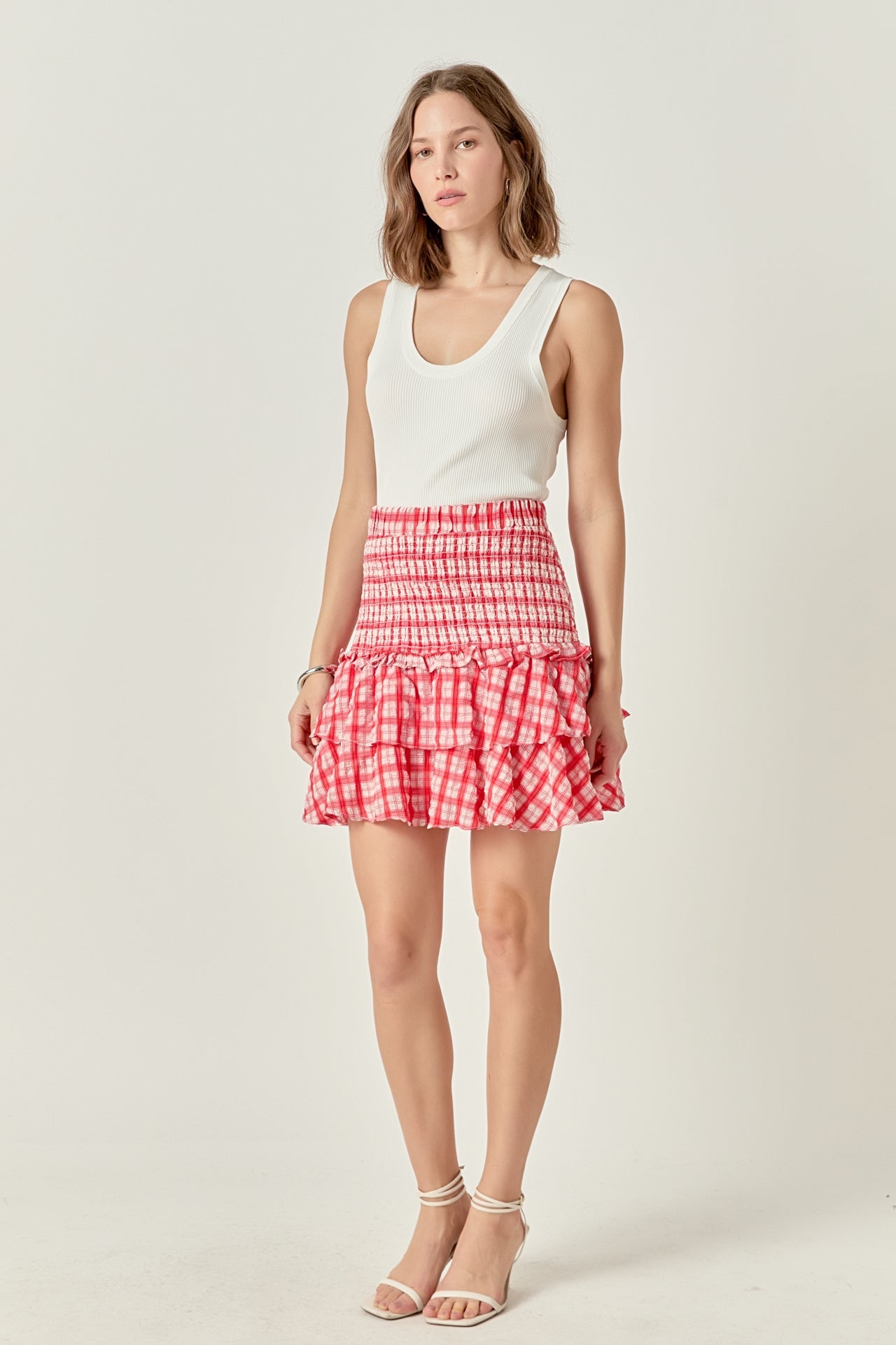 ENGLISH FACTORY - Plaid Smocked Mini Skirt - SKIRTS available at Objectrare