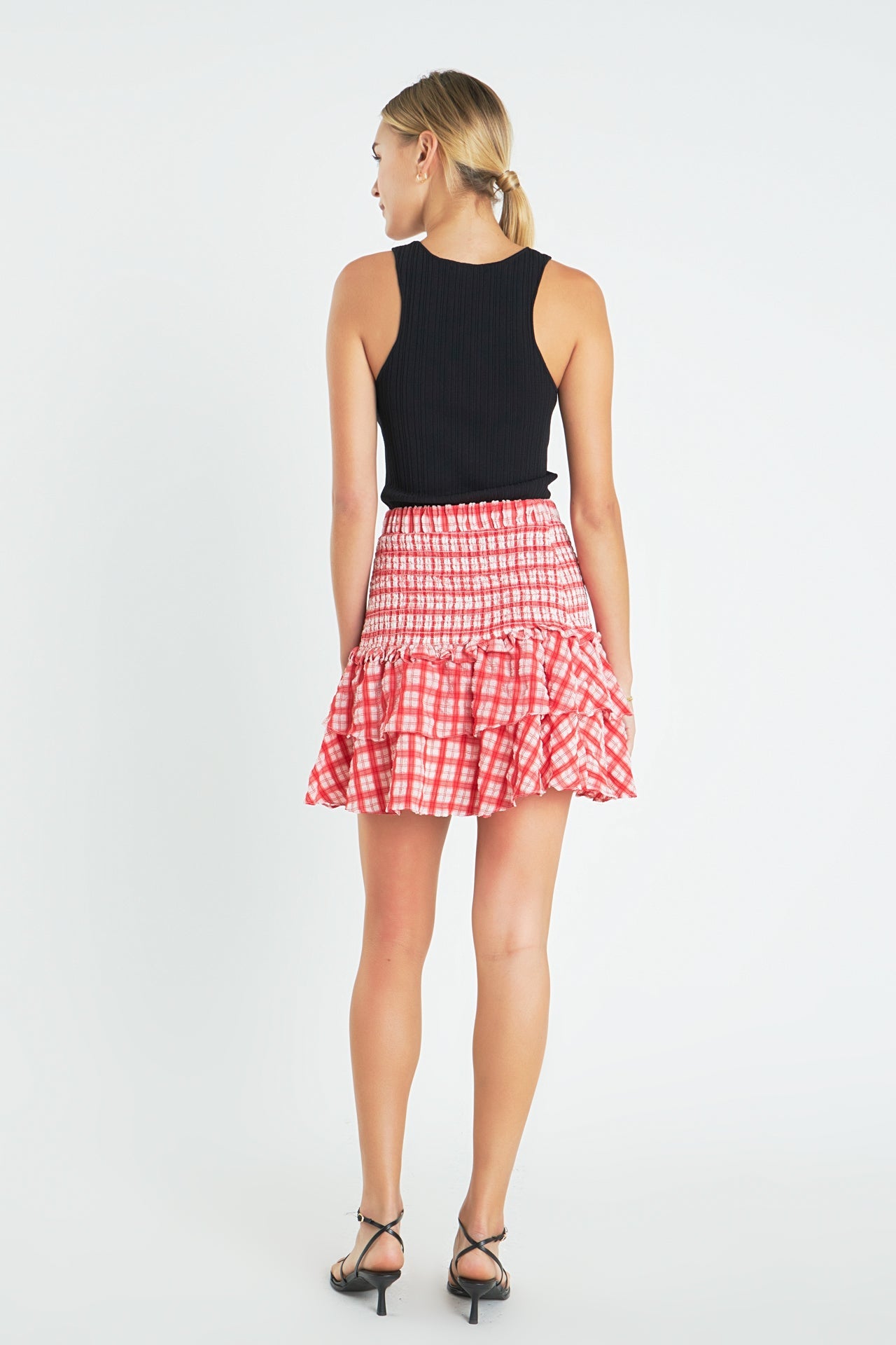 ENGLISH FACTORY - Plaid Smocked Mini Skirt - SKIRTS available at Objectrare