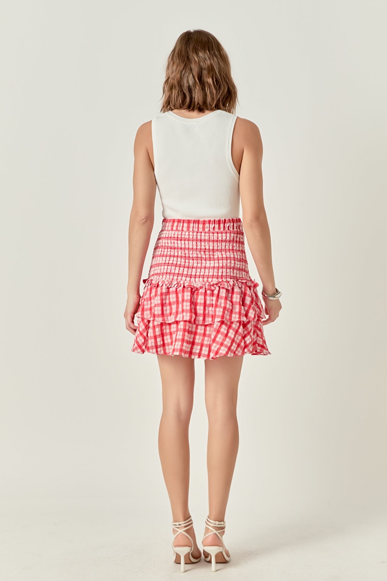 ENGLISH FACTORY - Plaid Smocked Mini Skirt - SKIRTS available at Objectrare