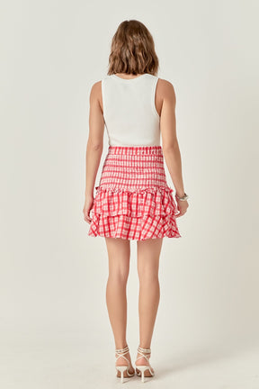 ENGLISH FACTORY - Plaid Smocked Mini Skirt - SKIRTS available at Objectrare