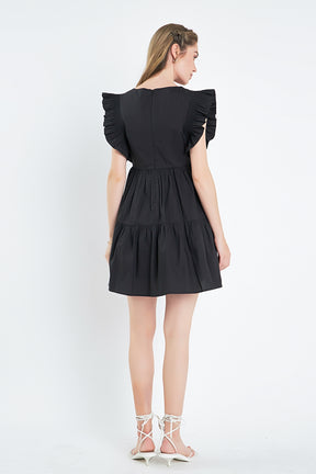 ENGLISH FACTORY - Ruffled Dress with Smocking Detail - DRESSES available at Objectrare