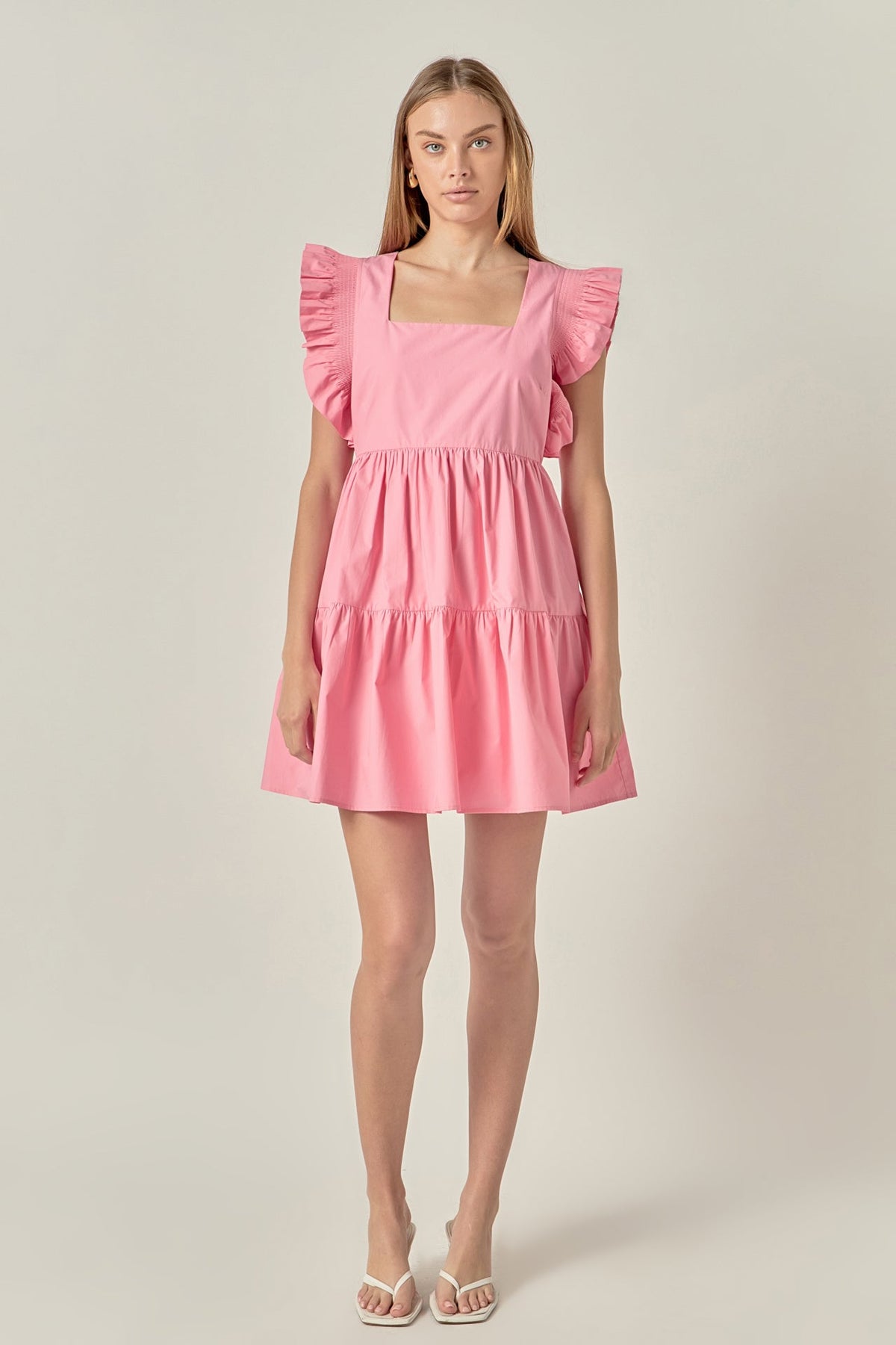 Ruffled Dress with Smocking Detail