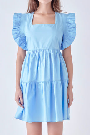 English Factory - Ruffled Dress with Smocking Detail