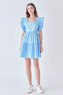 English Factory - Ruffled Dress with Smocking Detail