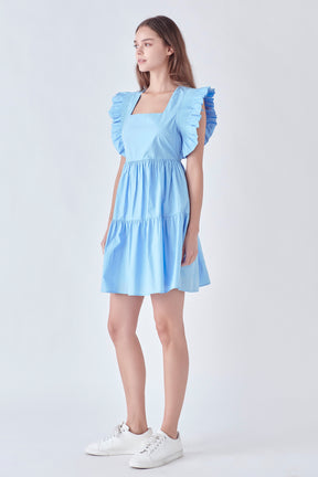 English Factory - Ruffled Dress with Smocking Detail