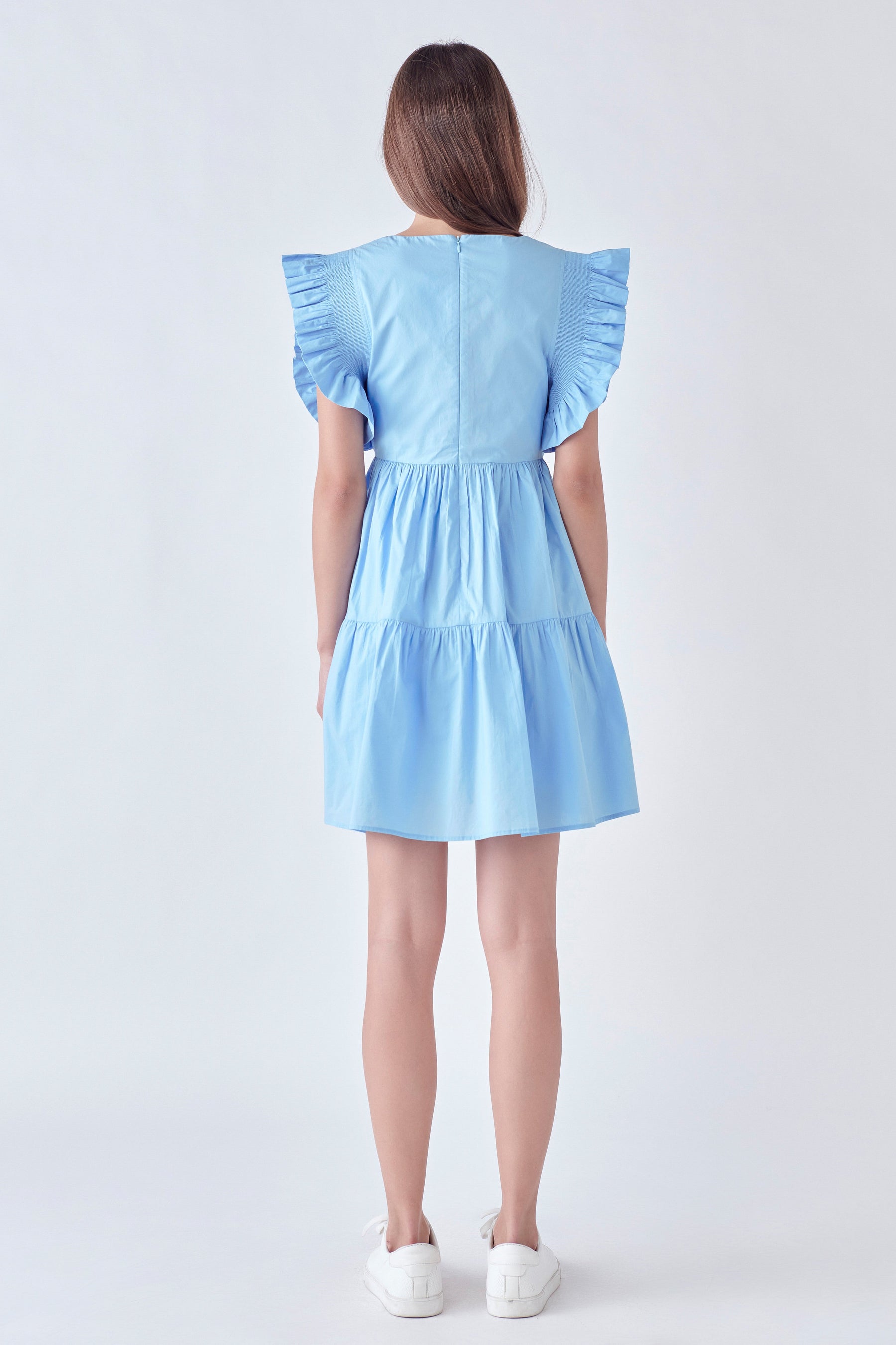 English Factory - Ruffled Dress with Smocking Detail