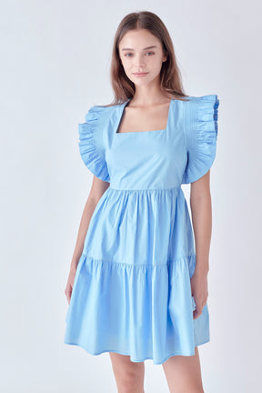 English Factory - Ruffled Dress with Smocking Detail