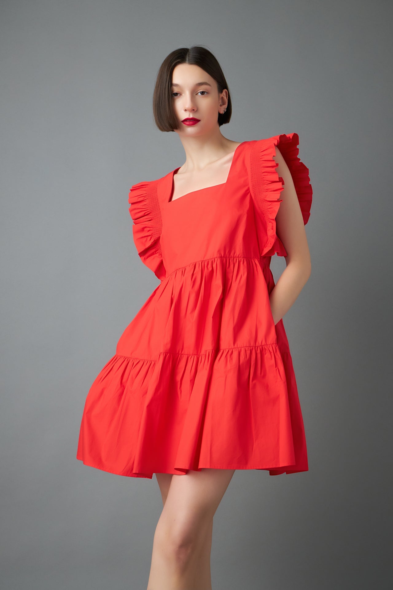 ENGLISH FACTORY - English Factory - Ruffled Dress with Smocking Detail - DRESSES available at Objectrare