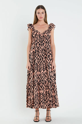 ENGLISH FACTORY - English Factory - Tiger Print Ruffle Sleeve Maxi Dress - DRESSES available at Objectrare