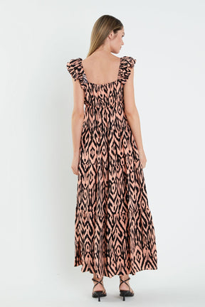 ENGLISH FACTORY - English Factory - Tiger Print Ruffle Sleeve Maxi Dress - DRESSES available at Objectrare