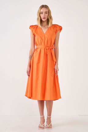 ENGLISH FACTORY - Puffy Sleeve Midi Dress - DRESSES available at Objectrare