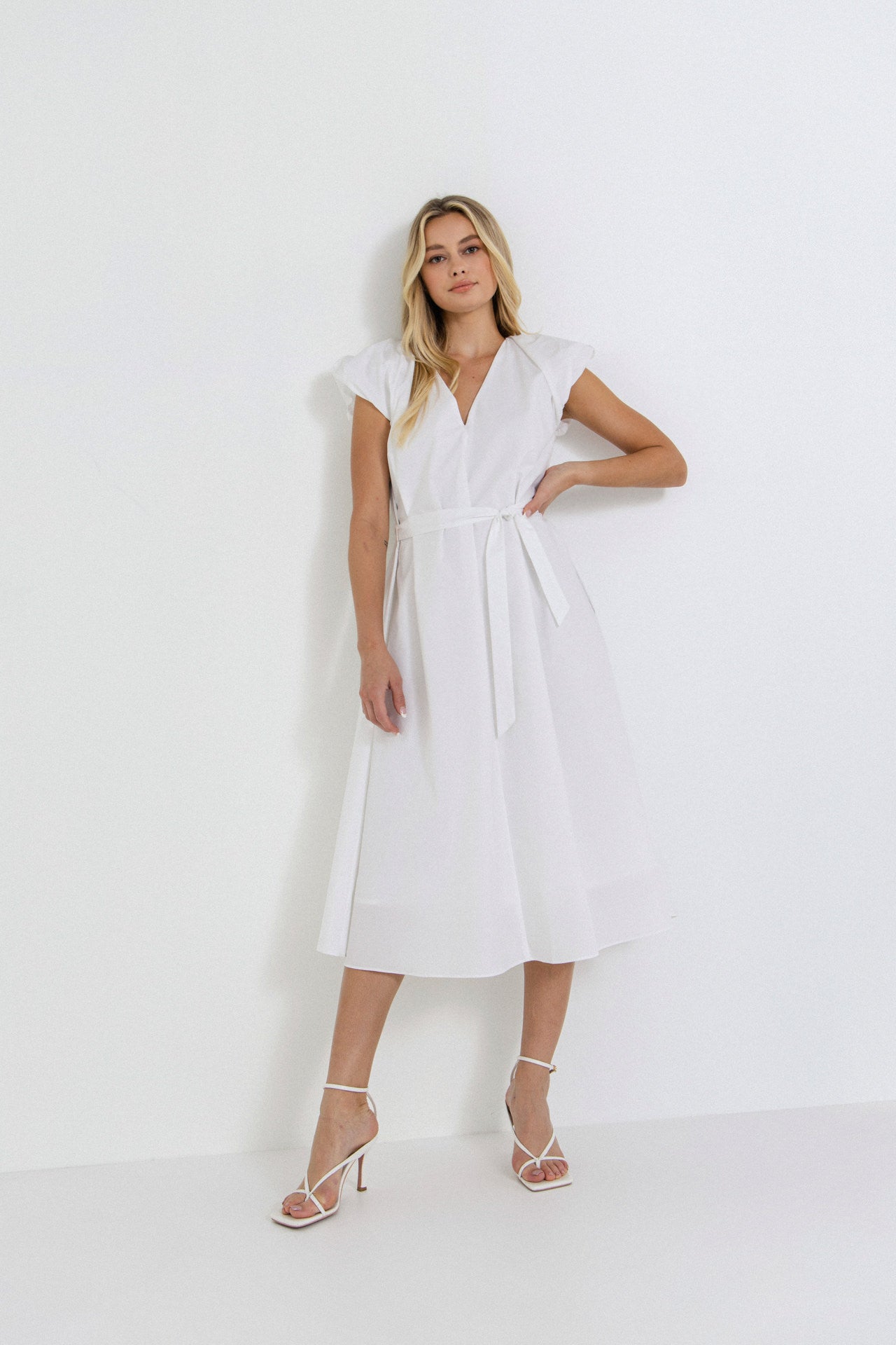 ENGLISH FACTORY - Puffy Sleeve Midi Dress - DRESSES available at Objectrare