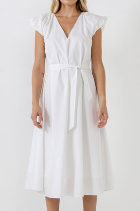 ENGLISH FACTORY - Puffy Sleeve Midi Dress - DRESSES available at Objectrare