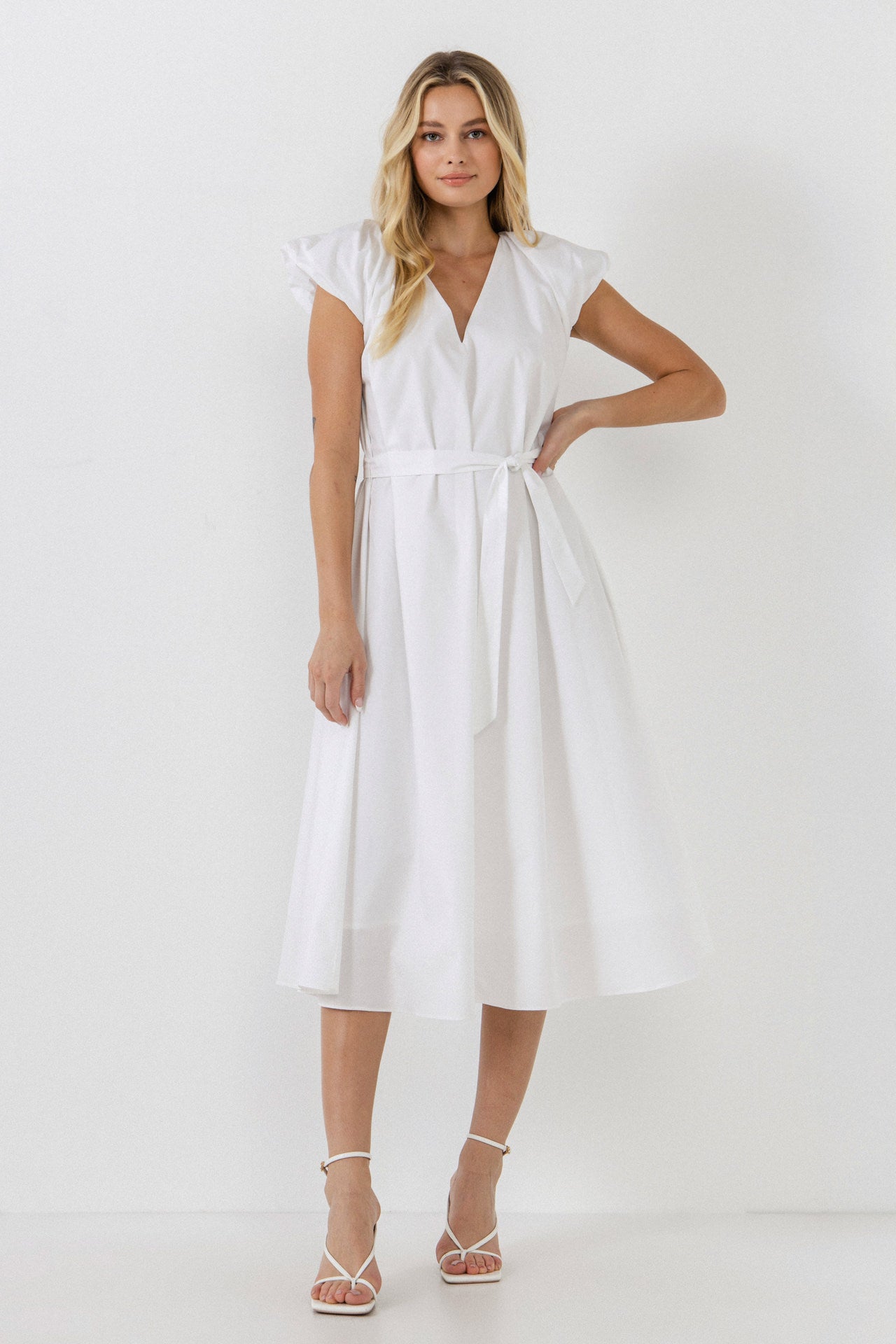 ENGLISH FACTORY - Puffy Sleeve Midi Dress - DRESSES available at Objectrare