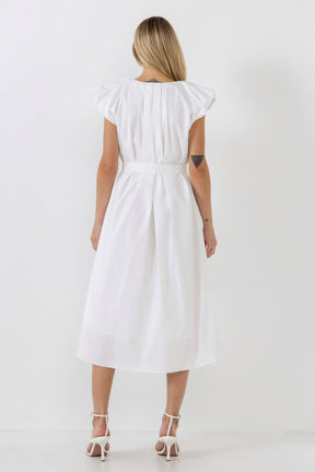 ENGLISH FACTORY - Puffy Sleeve Midi Dress - DRESSES available at Objectrare