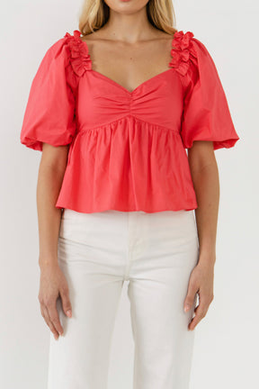 ENGLISH FACTORY - Sweet Heart To with Ruffle Detail - TOPS available at Objectrare