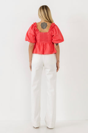 ENGLISH FACTORY - Sweet Heart To with Ruffle Detail - TOPS available at Objectrare