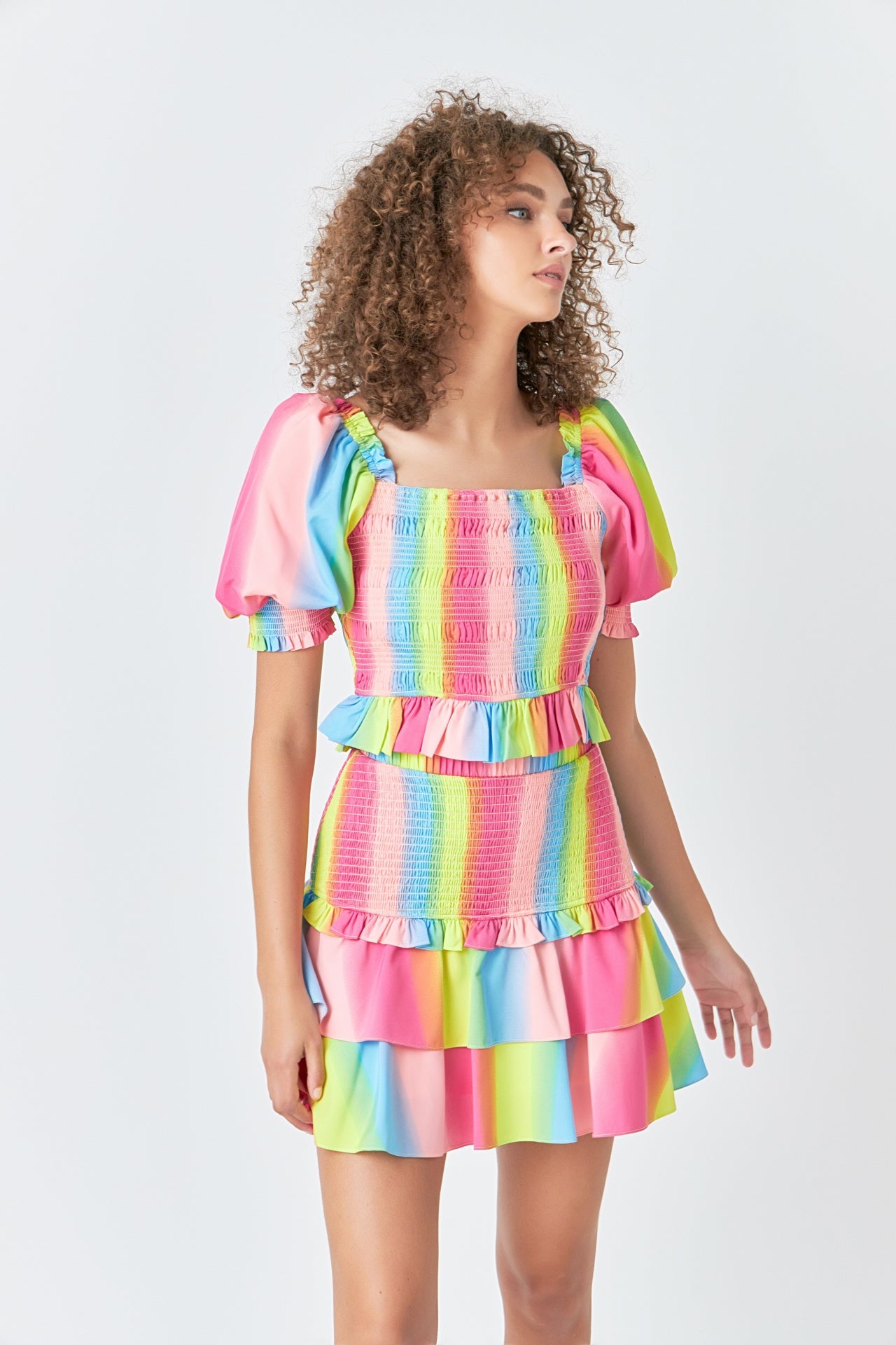 ENDLESS ROSE - Ombre Stripe Smocked Top - TOPS available at Objectrare