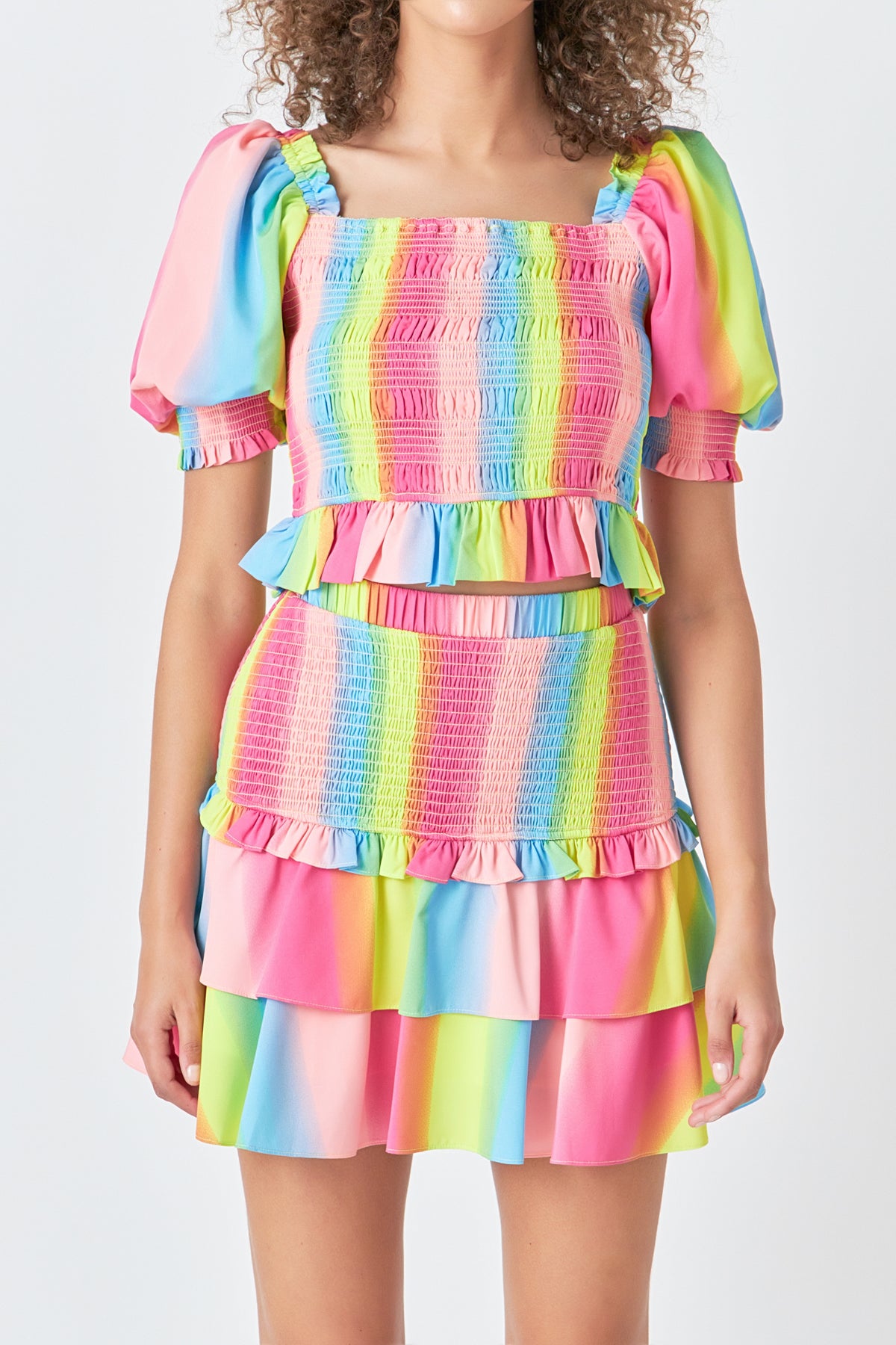 ENDLESS ROSE - Ombre Stripe Smocked Top - TOPS available at Objectrare
