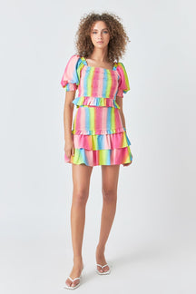 ENDLESS ROSE - Ombre Stripe Smocked Top - TOPS available at Objectrare