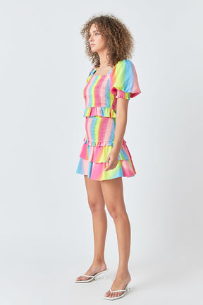 ENDLESS ROSE - Ombre Stripe Smocked Top - TOPS available at Objectrare