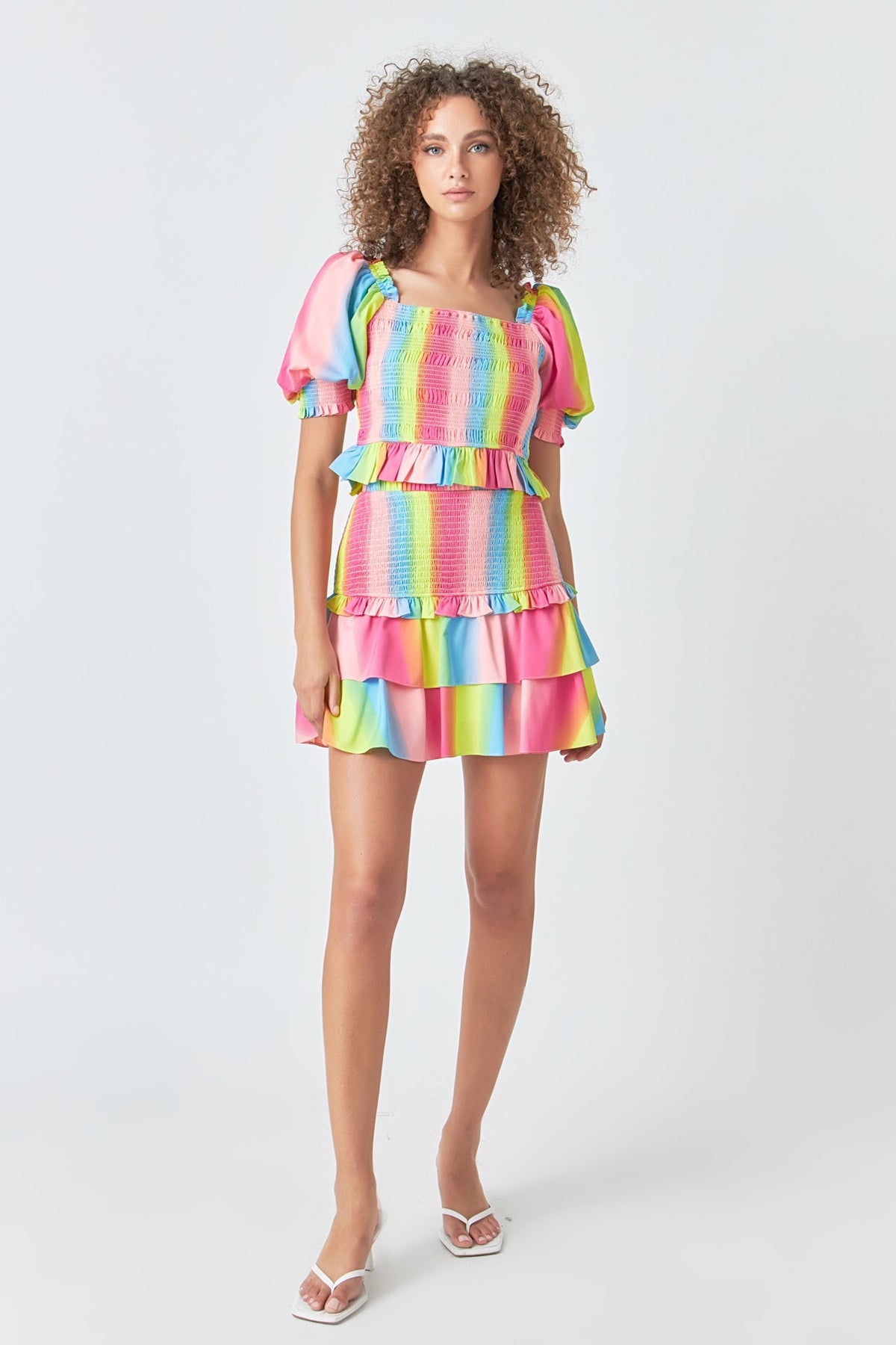 ENDLESS ROSE - Ombre Stripe Smocked Skirt - SKIRTS available at Objectrare