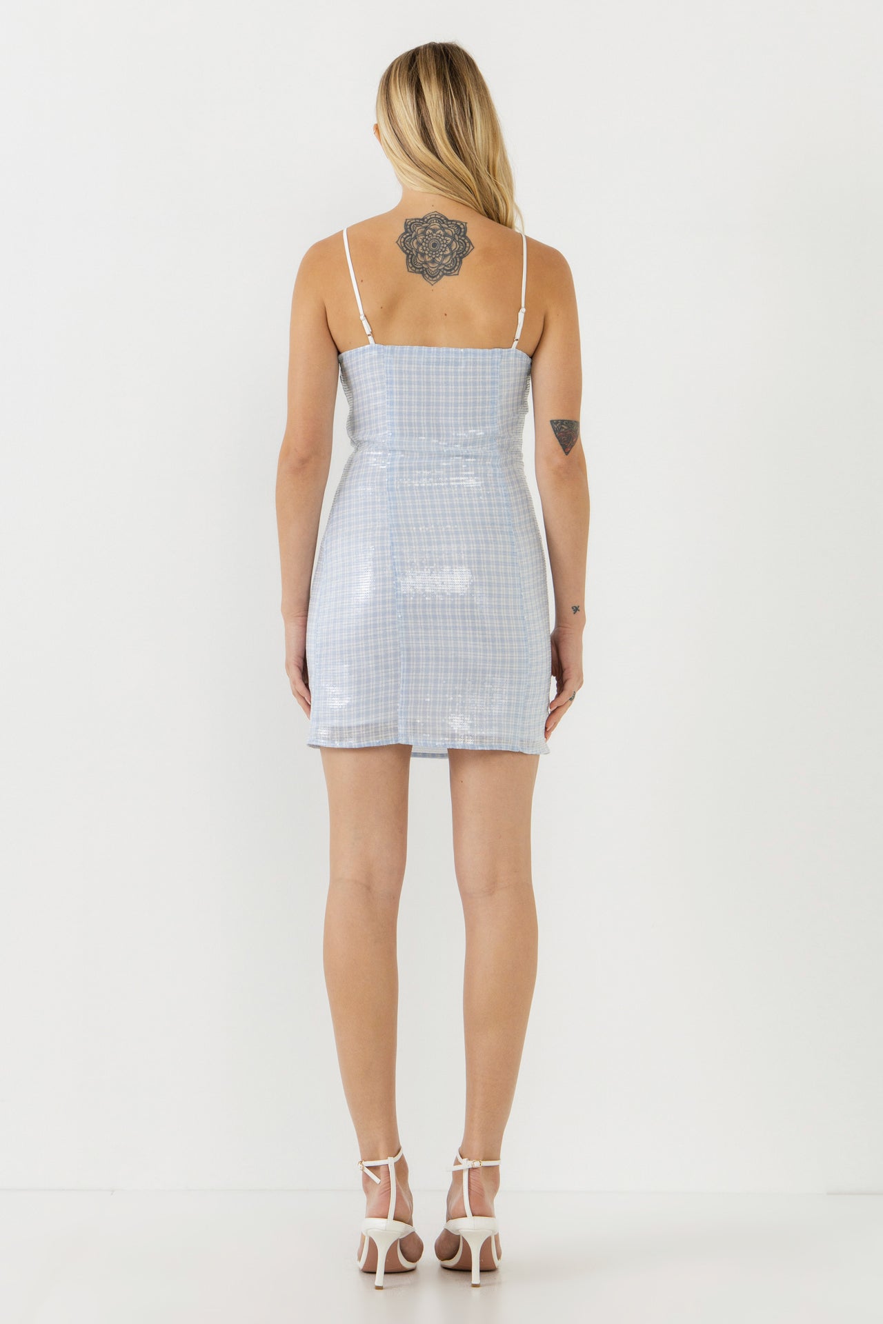 ENGLISH FACTORY - English Factory - Sequins Plaid Bodycon Mini Dress - DRESSES available at Objectrare