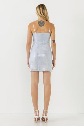 ENGLISH FACTORY - Sequins Plaid Bodycon Mini Dress - DRESSES available at Objectrare