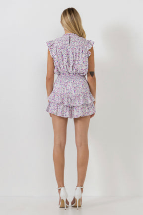 FREE THE ROSES - Floral Print Ruffled Shorts - SHORTS available at Objectrare