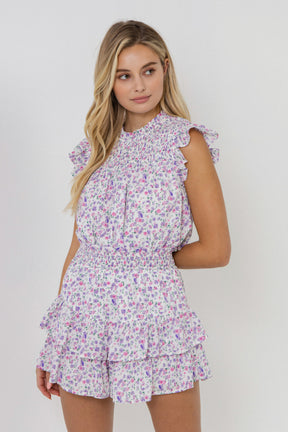 FREE THE ROSES - Floral Print Ruffled Shorts - SHORTS available at Objectrare