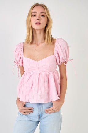 ENGLISH FACTORY - Women's Woven Puff Sleeve Peplum Blouse - TOPS available at Objectrare