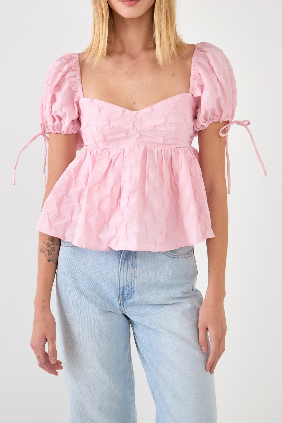 ENGLISH FACTORY - Women's Woven Puff Sleeve Peplum Blouse - TOPS available at Objectrare