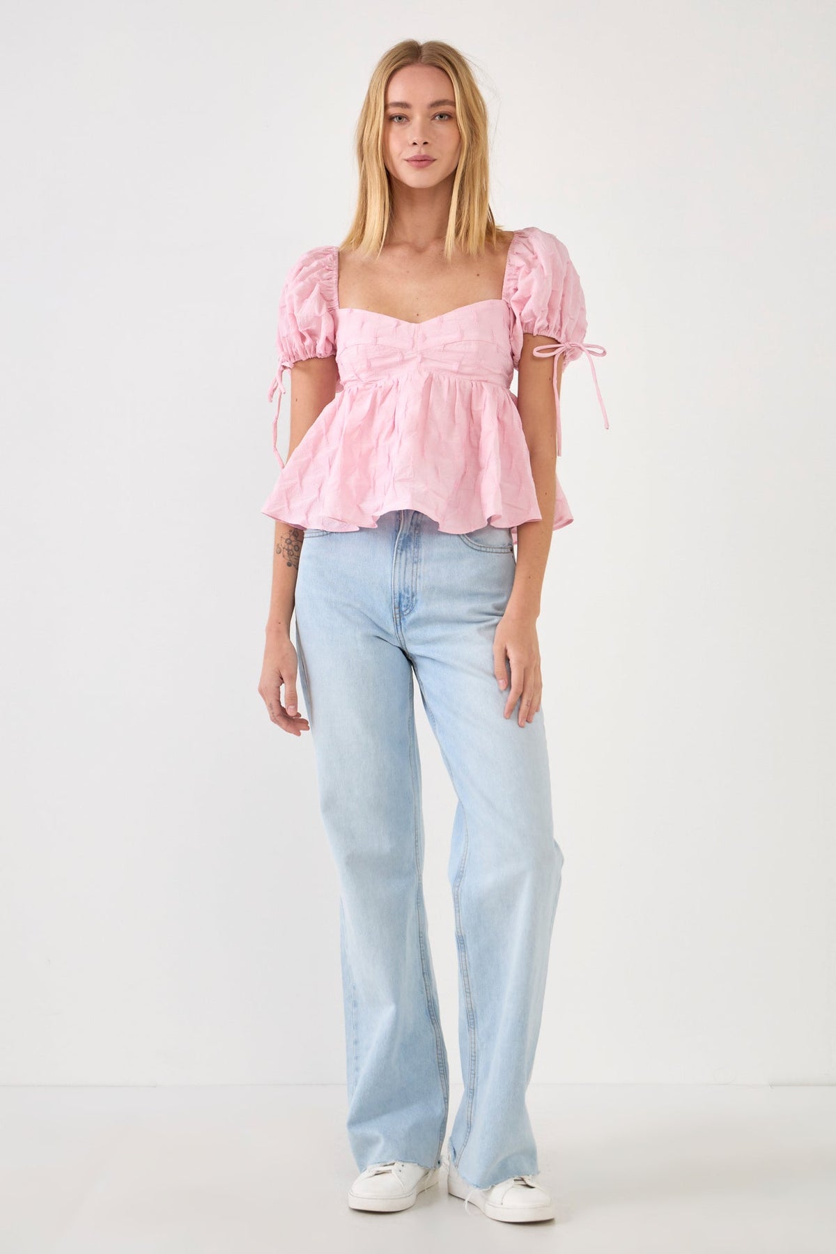 ENGLISH FACTORY - Women's Woven Puff Sleeve Peplum Blouse - TOPS available at Objectrare