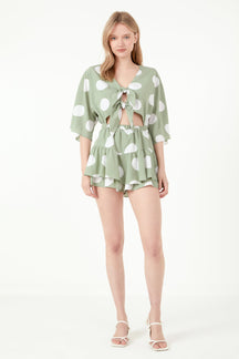 FREE THE ROSES - Free The Roses - Knotted Front Romper with Ruffle - ROMPERS available at Objectrare