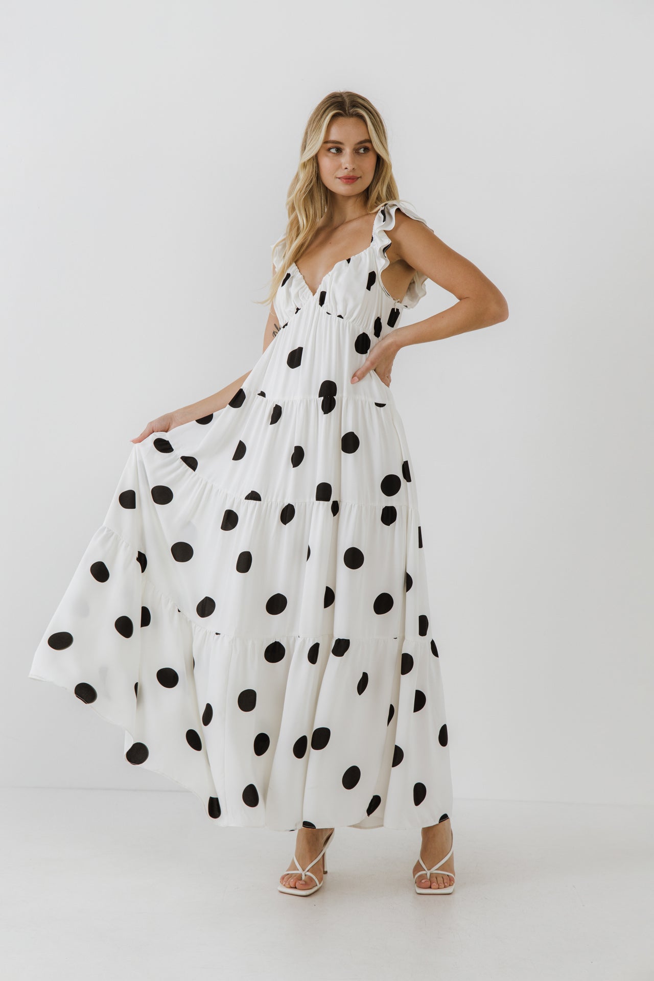 ENGLISH FACTORY - Polka-Dot Maxi Dress with Ruffle - DRESSES available at Objectrare