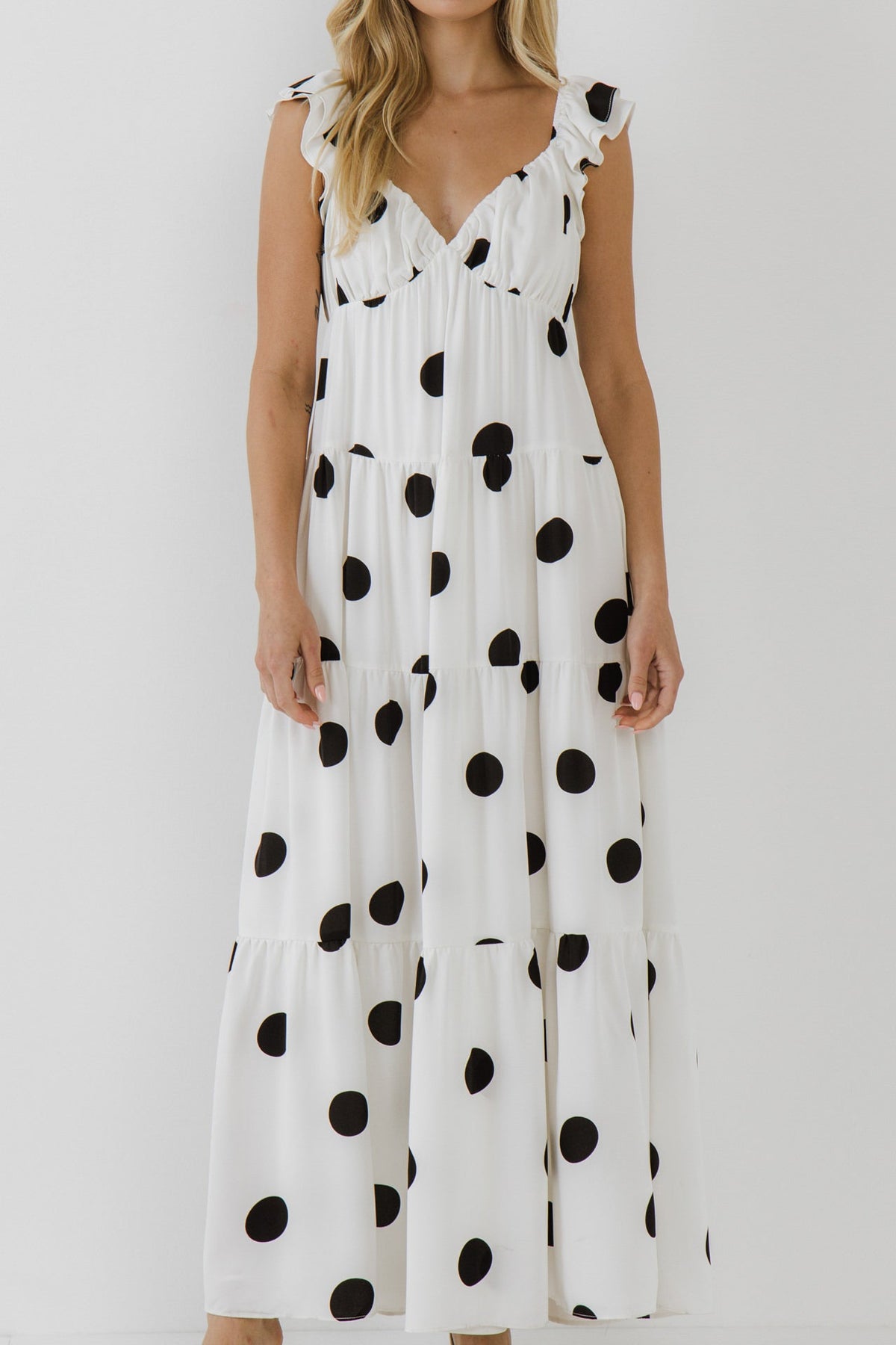 ENGLISH FACTORY - Polka-Dot Maxi Dress with Ruffle - DRESSES available at Objectrare