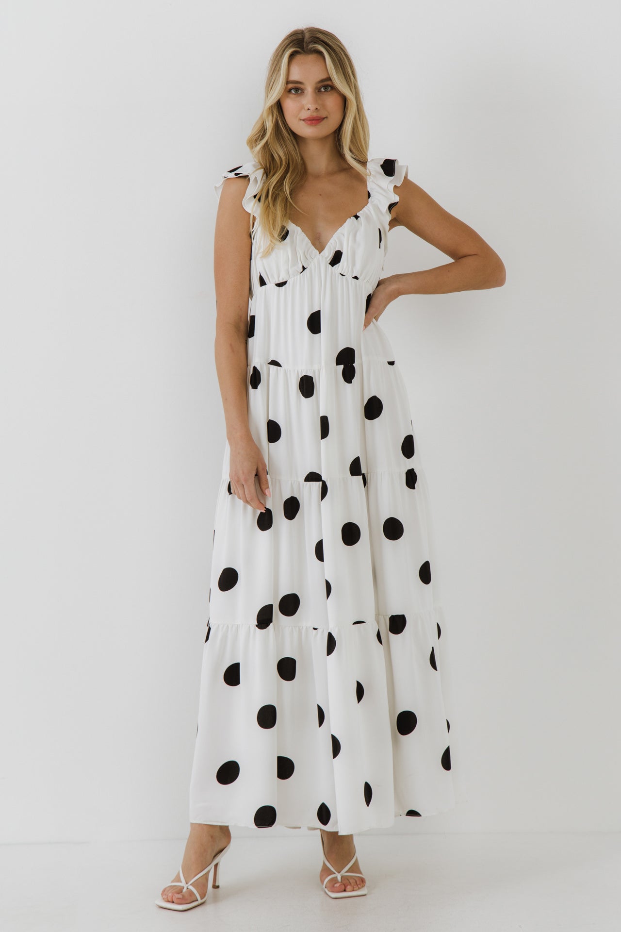 ENGLISH FACTORY - Polka-Dot Maxi Dress with Ruffle - DRESSES available at Objectrare
