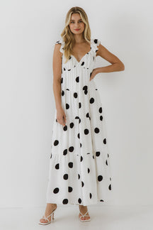 ENGLISH FACTORY - Polka-Dot Maxi Dress with Ruffle - DRESSES available at Objectrare