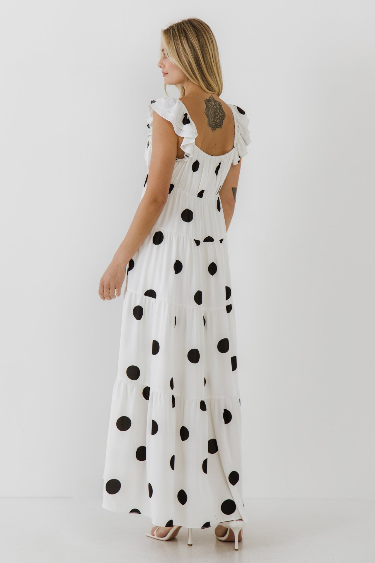 ENGLISH FACTORY - Polka-Dot Maxi Dress with Ruffle - DRESSES available at Objectrare