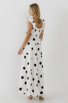 ENGLISH FACTORY - Polka-Dot Maxi Dress with Ruffle - DRESSES available at Objectrare
