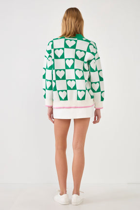 ENGLISH FACTORY - Heart Knit Jacquard Cardigan - SWEATERS & KNITS available at Objectrare