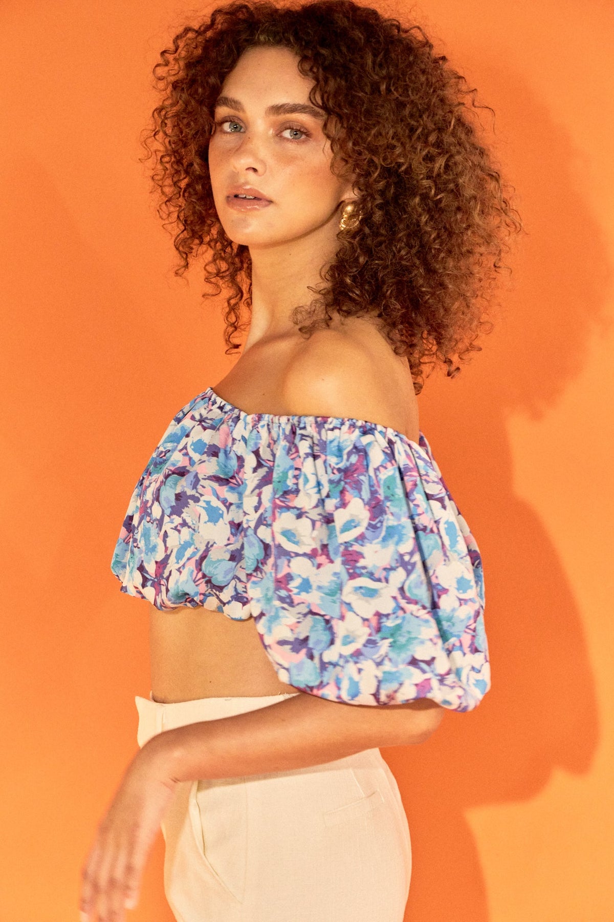 ENDLESS ROSE - Floral Satin Effect Crop Top - TOPS available at Objectrare
