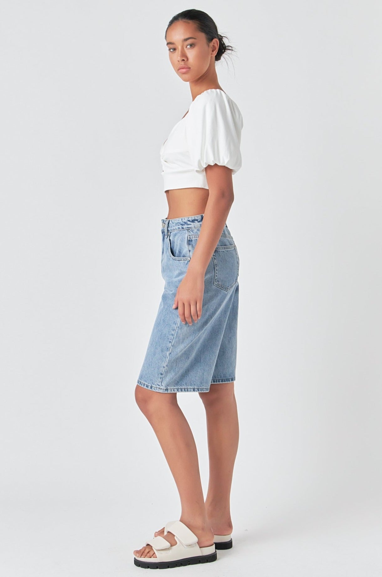 GREY LAB - Knotted Top with Short Puff Sleeves - TOPS available at Objectrare