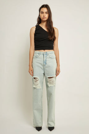 GREY LAB - Ruched One Shoulder Crop Top - TOPS available at Objectrare